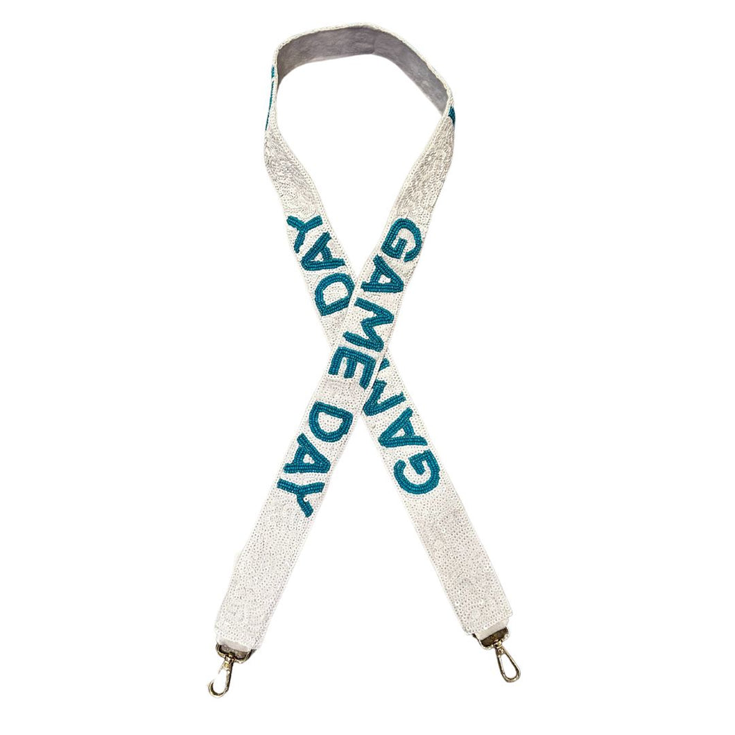 White & Teal Sequin Game Day Purse Strap