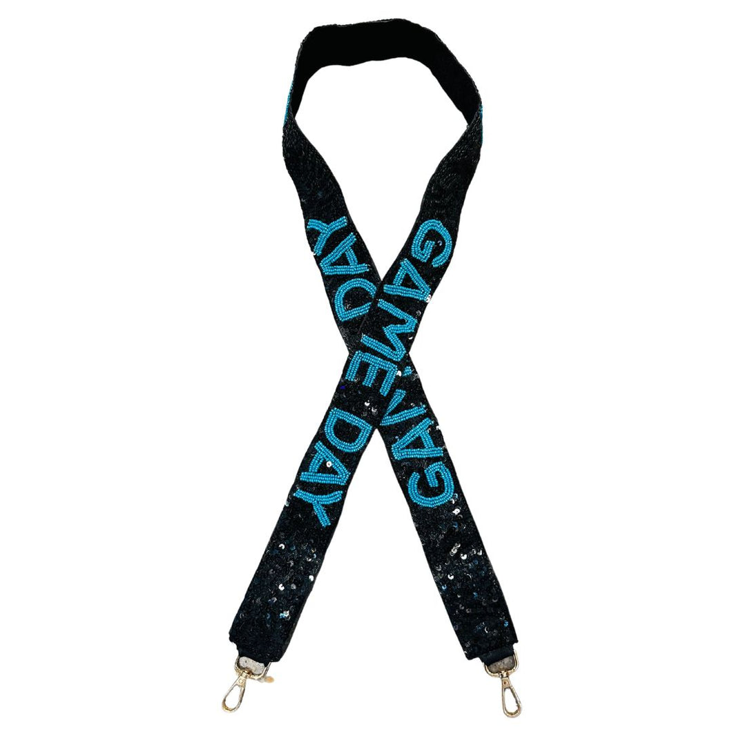 Black Sequin & Teal Game Day Purse Strap