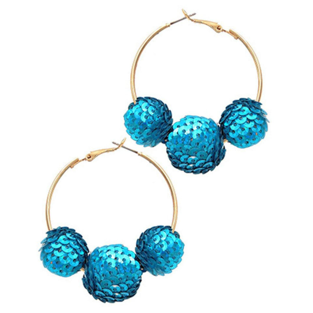 Metallic Sequin Ball Hoops