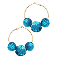 Load image into Gallery viewer, Metallic Sequin Ball Hoops
