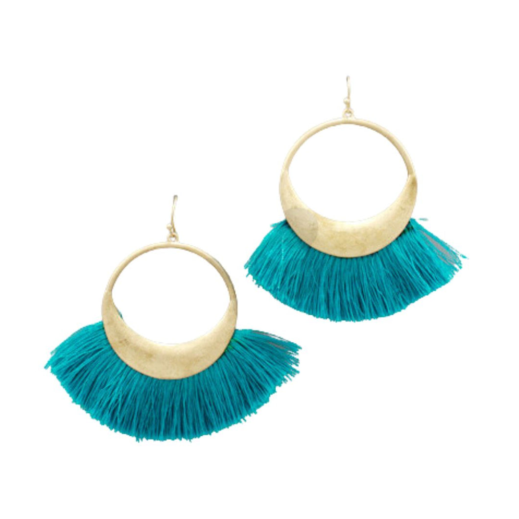 Fan Tassel Circle Earrings